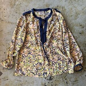 Sapphire Women Plus Size 2x Sheer Chiffon Blue Green Tunic Top Blouse Shirt